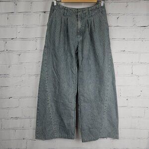 böhme Womens Striped Wide Leg Pants S Casual Cotton Blend *ALTERED*